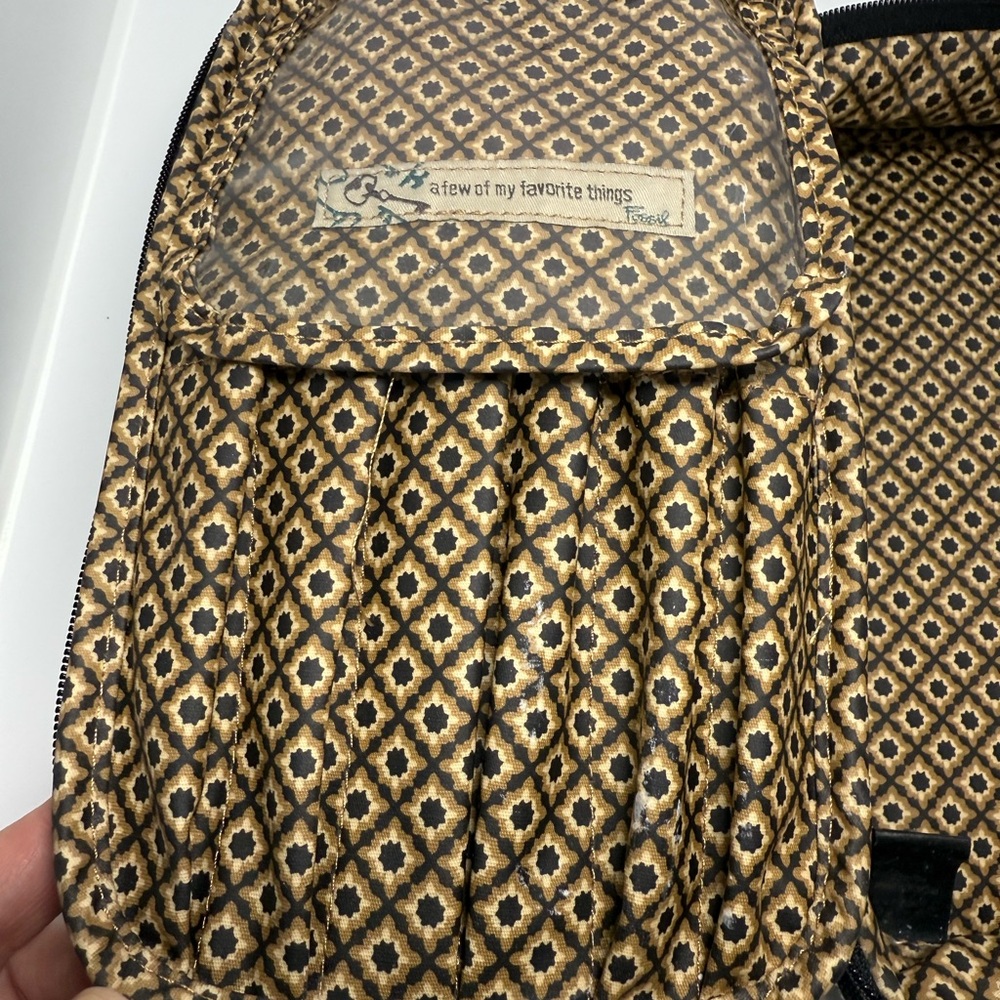 Vintage Fossil Black and Gold Patterned Cosmetics Case Bag - Picture 6 of 10